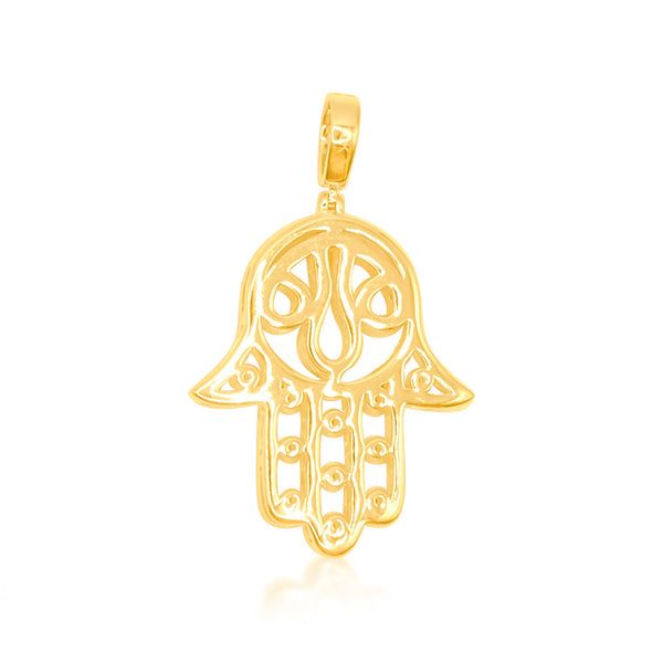 Hamsa Hand Fancy Diamond Pendant (0.70CT) in 10K Gold