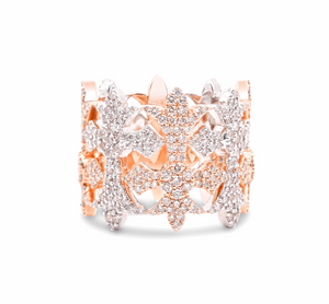 Eternity Cross Diamond Cluster Men's Band Ring (2.90CT) in 10K Two Tone Gold - Size 7 to 12