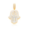 Hamsa Hand Devil Eye Centered Diamond Pendant (1.00CT) in 10K Gold