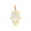 Hamsa Hand Devil Eye Centered Diamond Pendant (1.00CT) in 10K Gold