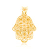 Hamsa Hand Flower Centered Bling Diamond Pendant (1.05CT) in 10K Gold