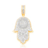 Hamsa Hand Round Centered Diamond Pendant (1.50CT ) in 10K Gold