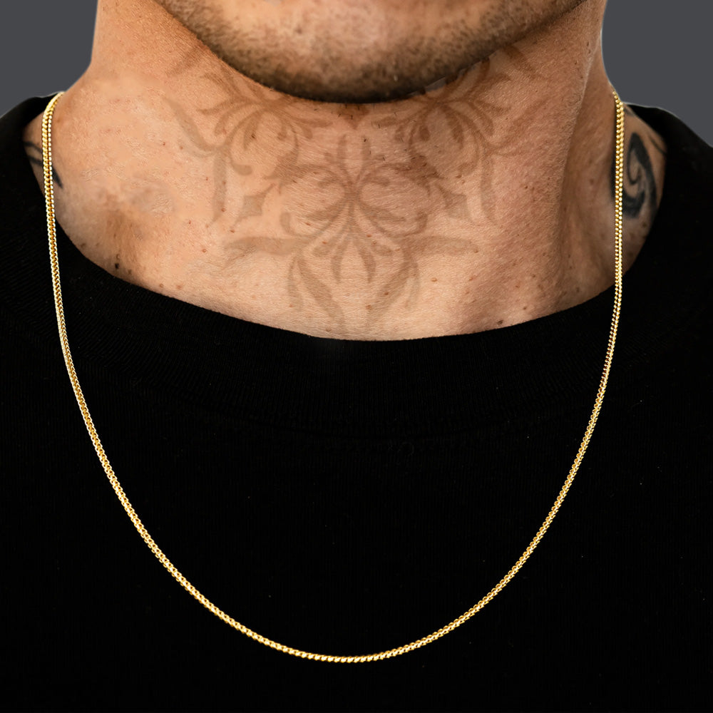 14K Gold Franco Chain (White or Yellow or Rose) from 16 to 24 Inches