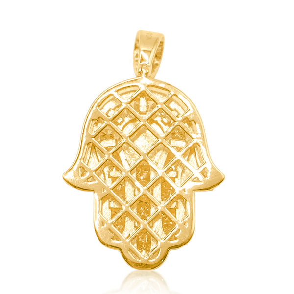 Hamsa Baguette Diamond Pendant (1.80CT ) in 10K Gold