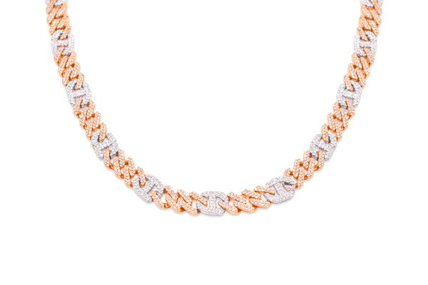 Diamond Miami Cuban Link Chain (5.71CT) in 10K Two Tone Gold - 6.5mm (20 inches)