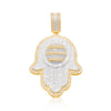 Hamsa Hand Round Centered Bling Diamond Pendant (2.60CT) in 10K Gold