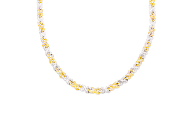 Iced Out Diamond Two Tone Infinity Link Chain (7CT) in 10K Gold - 5.5mm (20 inches)
