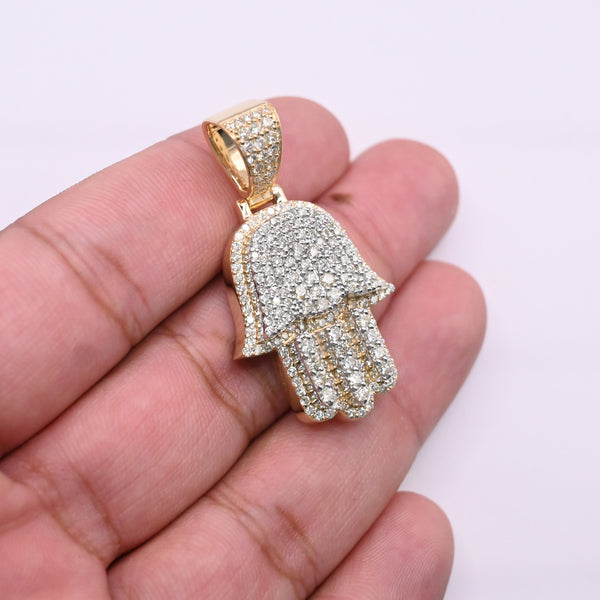 Hamsa Hand Bling Diamond Pendant (3.00CT ) in 10K Gold