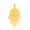 Hamsa Round Centered Baguette Diamonds Pendant (4.00CT) in 10K Two Tone Gold