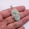 Hamsa Round Centered Baguette Diamonds Pendant (4.00CT) in 10K Two Tone Gold