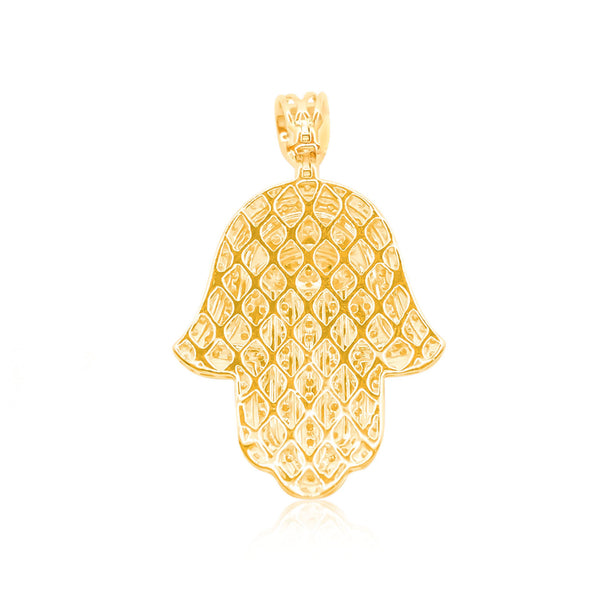 Double Hamsa Hand Diamonds Pendant (4.00CT) in 10K Yellow Gold