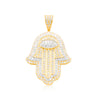 Double Hamsa Hand Diamonds Pendant (4.00CT) in 10K Yellow Gold