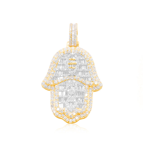 Hamsa  Baguette Diamond Pendant (4.50CT) in 10K Gold