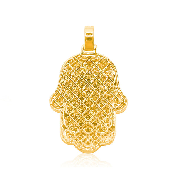 Hamsa Hand Bling Diamond Pendant (5.75CT) in 10K Gold