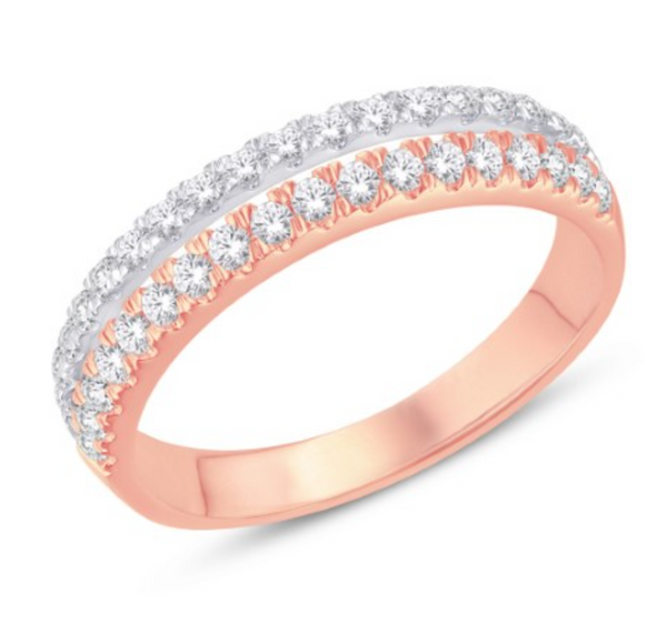 Double Eternity Diamond Women's Band Ring (0.50CT) in 14K Gold - Size 7 to 12