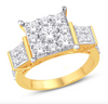 Square Shape Diamond Cluster Women's Ring (1.89CT) in 10K Gold - Size 7 to 12