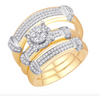 Round Frame Diamond Cluster Trio Bridal Set (0.60CT) in 10K Gold - Size 7 to 12