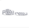 Round Frame Baguette Diamond Strips Trio Bridal Set (0.05CT) in 10K Gold - Size 7 to 12