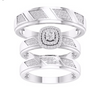 Square Frame Halo Diamond Trio Bridal Set (0.33CT) in 10K Gold - Size 7 to 12