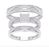 Square Frame Diamond Cluster Trio Bridal Set (0.20CT) in 10K Gold - Size 7 to 12