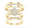 Pear Frame Round Cut Diamond Trio Bridal Set (0.50CT) in 10K Gold - Size 7 to 12