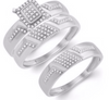 Rectangular Frame Diamond Cluster Trio Bridal Set (0.33CT) in 14K Gold - Size 7 to 12