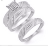 Square Frame Diamond Cluster Trio Bridal Set (0.25CT) in 14K Gold - Size 7 to 12