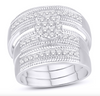 Round  Frame Diamond Cluster Trio Bridal Set (0.50CT) in 14K Gold - Size 7 to 12