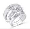 Round Frame Halo Diamond Trio Bridal Set (0.36CT) in 10K Gold - Size 7 to 12