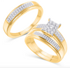 Rectangular Frame Diamond Cluster Trio Bridal Set (1.46CT) in 10K Gold  - Size 7 to 12