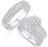 Round Frame Diamond Cluster Trio Bridal Set (2.00CT) in 10K Gold - Size 7 to 12