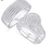 Round Frame Multi Layered Diamond Cluster Trio Bridal Set (1.00CT) in 10K Gold - Size 7 to 12