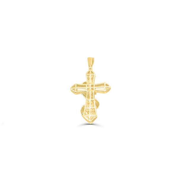 Cross Shape Snake Rounded Diamond Pendant (0.55CT) in 10K Gold