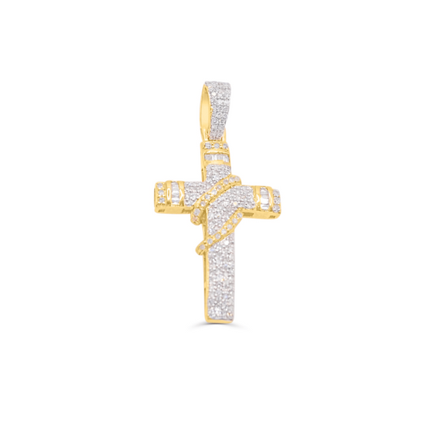 Cross Shape Bling Diamond Pendant (0.66CT) in 10K Gold