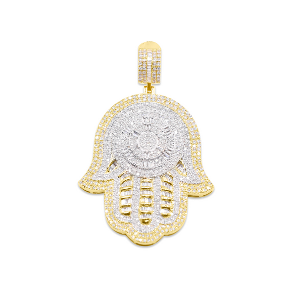 Hamsa Hand Diamond Pendant (3.00CT) in 10K Gold