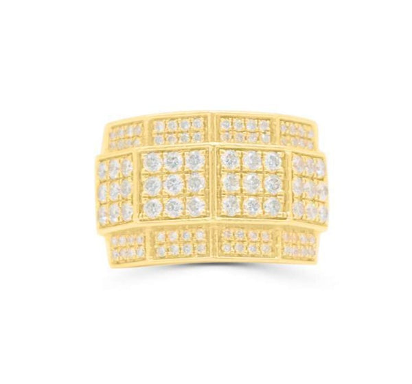 Half Eternity Round Cut Diamond Cluster Men's Band Ring (2.50CT) in 14K Gold - Size 7 to 12