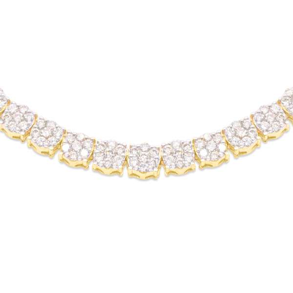 Flower Shape Diamond Tennis Chain (12.50CT) in 10K Yellow Gold - (20 Inches)