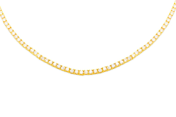Diamond Tennis Chain (12.50CT) in 10K Yellow Gold - 5mm (22 inches)