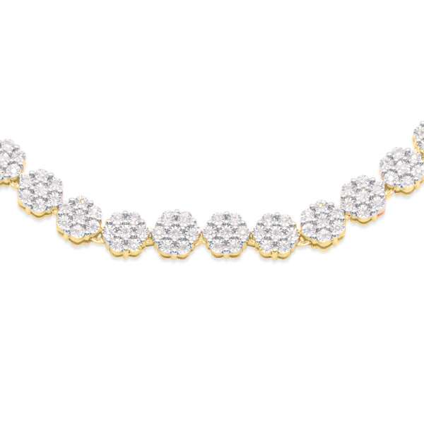 Flower Cut Diamond Tennis Necklace (2.25CT ) in 10K Yellow Gold - 3.5mm (20 inches)