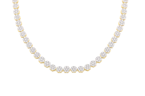 Flower Cut Diamond Tennis Necklace (2.25CT ) in 10K Yellow Gold - 3.5mm (20 inches)