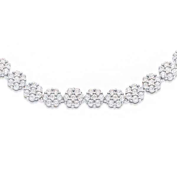 Flower Cut Diamond Tennis Necklace (2.25CT) in 10K White Gold - 3.5mm (20 inches)