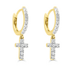 Cross Shape Dangle Drop Cluster Diamond Hoop Earring (0.33CT) in 10K Gold (Yellow or White)