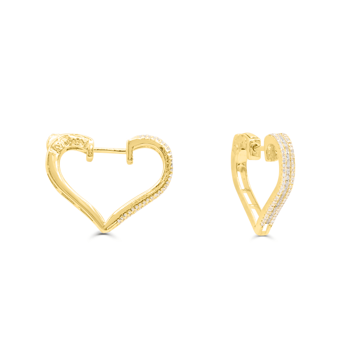 10K Yellow Gold Heart Shape Diamond Hoop Earring 0.50CT