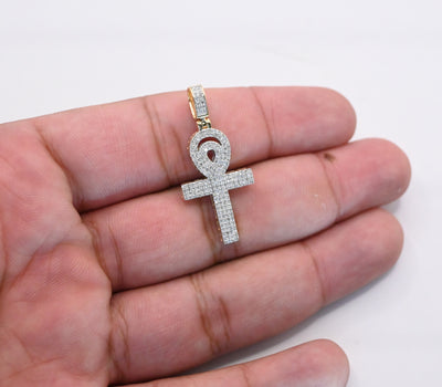 Egyptian Ankh Cross Bling Diamond Pendant (0.60CT) in 10K Gold