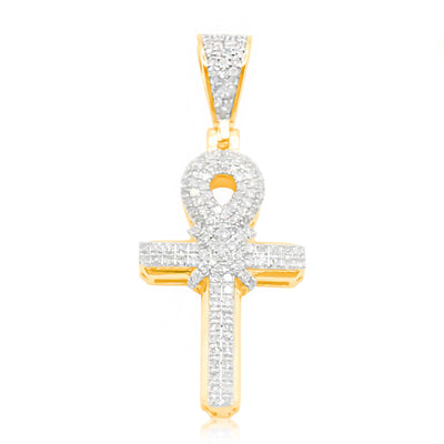 Egyptian Ankh Cross Bling Diamond Pendant (0.60CT) in 10K Gold