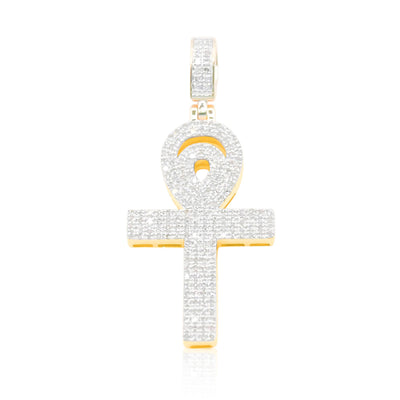 Egyptian Ankh Cross Bling Diamond Pendant (0.60CT) in 10K Gold