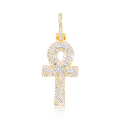 Egyptian Ankh Cross Bling Diamond Pendant (0.60CT) in 10K Gold