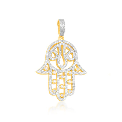 Hamsa Hand Fancy Diamond Pendant (0.70CT) in 10K Gold