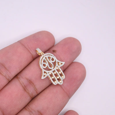 Hamsa Hand Fancy Diamond Pendant (0.70CT) in 10K Gold