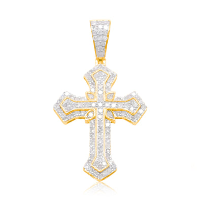 Cross Bling Diamond Pendant (0.70CT) in 10K Gold